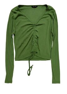 Green Ruched Long Sleeve Top