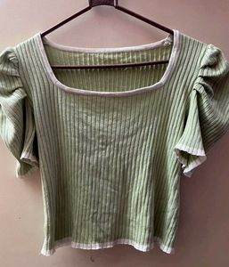 Green Puff Sleeve Top