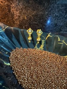 Gold Jhumka Earrings