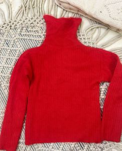 Red Knit Turtleneck Sweater
