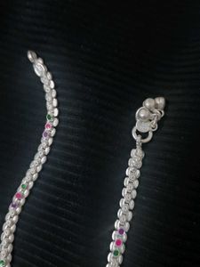 Silver Anklet with Colorful Accents