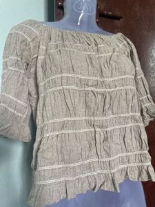 Beige Off-Shoulder Top