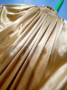 Satin Cream Skirt With Blue Border For Girls/Women&#39;s