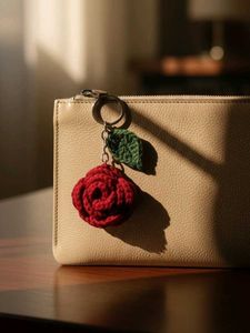 Crochet Rose Keychain
