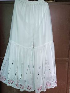 White Embroidered Sharara Suit