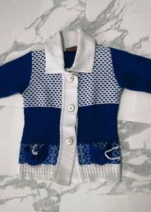 Stylish Blue & White Cardigan