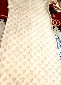 Flower Thread Design Kurti Im Light Yellow Colour