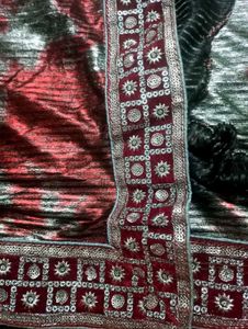 Elegant Maroon &amp; Black Designer Saree
