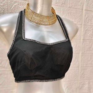 Backless Black Saree Top