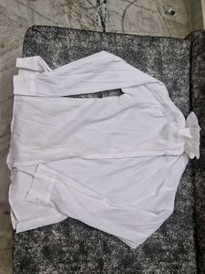 White Textured Button Down Top