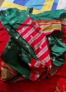 Emerald Green Saree with Red Border