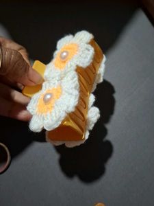Daisy Crochet Hair Clips