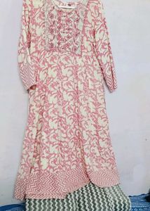 Pink Embroidered Floral Dress