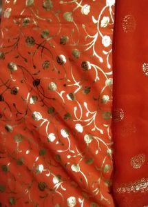 Orange &amp; Gold Indian Poshak With One Duptta Free