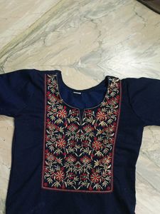Navy Blue Colour Woolen Kurti
