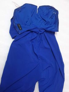 Royal Blue Strapless Tie-Waist Jumpsuit