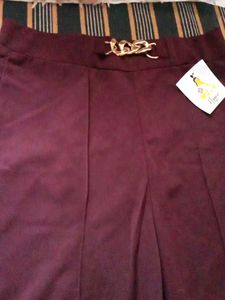 Burgundy Chain Belt Flare Pants