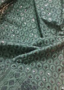 ELEGANT GREEN CHIKANKARI KURTI WITH MIRROR