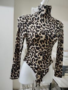 Xs,S- Leopard Print Turtleneck Bodysuit