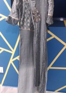 Elegant Gray Embroidered Salwar Kameez