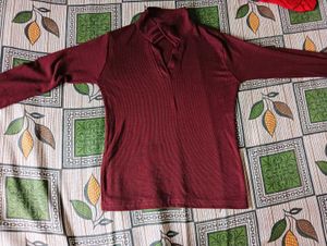 Maroon Mock Neck Top