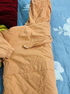 Peach Korean Winter Jacket With Fur