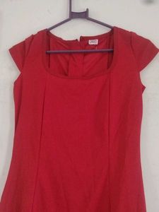 Red Cap-Sleeve Dress