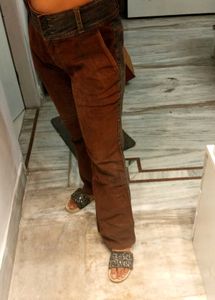 Stylish Brown Denim And Corduroy Jeans