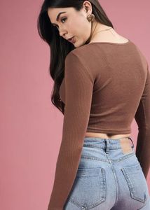 Brown Long Sleeve Top