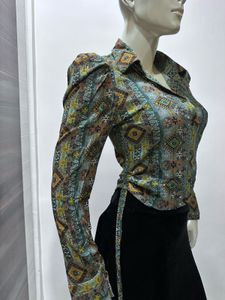 Patterned Long Sleeve Top