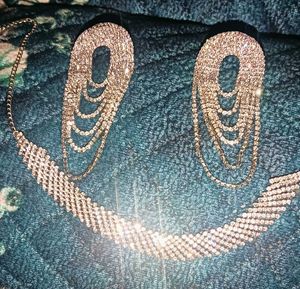 White Rhinestone Jewelry Set Fix Price