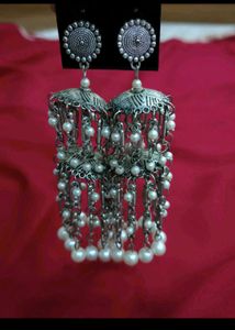 Silver Tone Jhumka Earrings