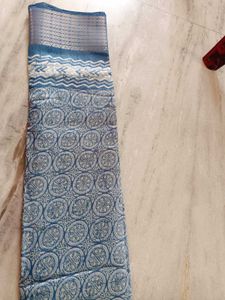 Blue Patterned Saree (Blue With White)new