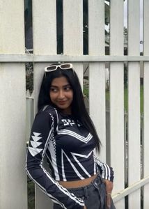 Black Contrast Printed Half zipper Top