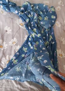 Floral denim blue feeding top