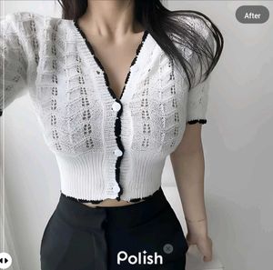 New With Tag Premium Cute Korean Knit Crop Top