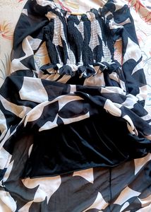 Beautiful Black And White Stretchable Dress