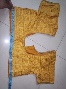 Mustard Yellow Blouse With Thread Zari