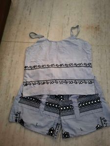Blue Co-ord set with embroidery