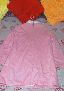 Stylish KoreanTopPink And White Koller Long Sleeve