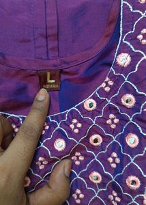 Gajarai Art Silk Embroidered Kurta Pant Set
