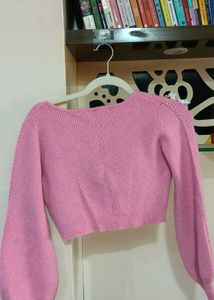 ASOS Pink Cropped Twist-Front Sweater