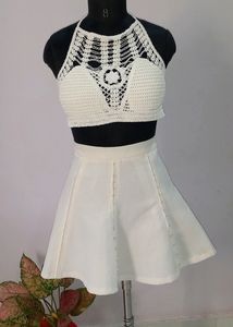 White Crochet Padded Beach Wear Bralette