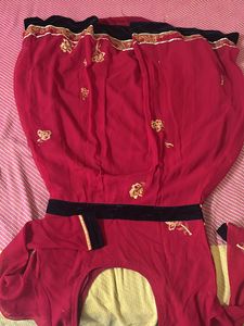 Very Beautifull Red Color Anarkali With Gold Print