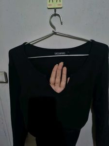 Sassafras Chic Black Cutout Sweetheart Neck Top