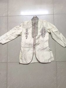 Elegant Cream and Maroon Kids&#39; Ethnic Set