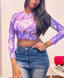 Abstract Art With Purple And White T Shirt