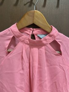 Blush Beauty: Elegant Cutout Blouse