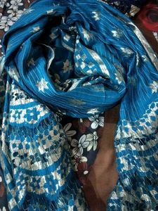 Teal Blue Embellished Dupatta