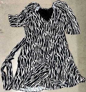 Zebra Print Wrap Dress